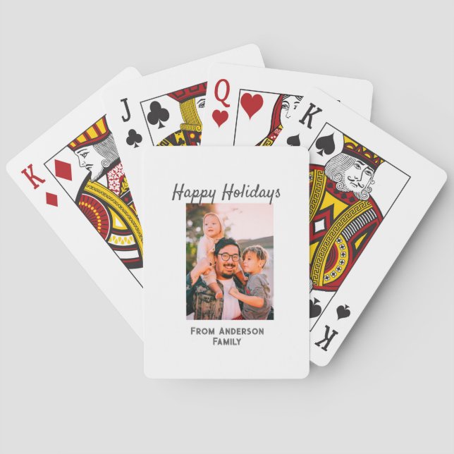 Baralho Feliz feriado foto do amor moderno, família simple (Verso)