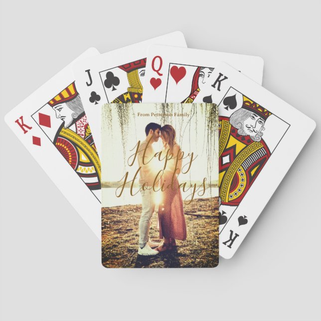 Baralho Feliz feriado marrom adicionar casal nome da foto  (Verso)