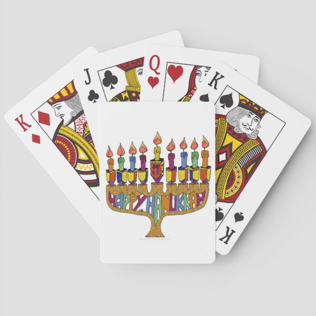 Baralho Feliz Hanukkah Dreidels Menorá (Verso)