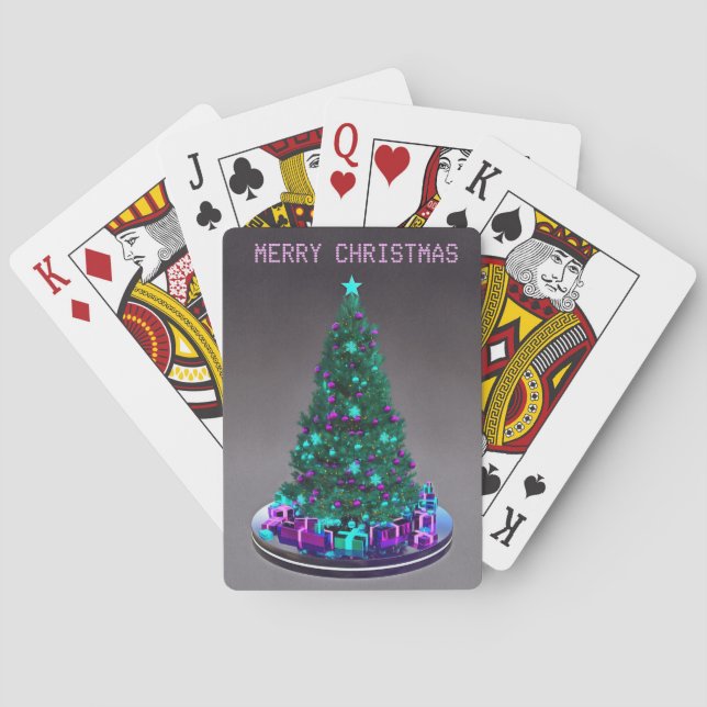 Baralho Feliz Natal. Árvore com presentes. Cartas de jogar (Verso)