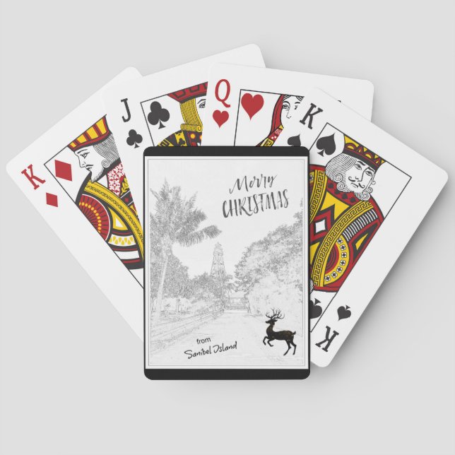 Baralho Feliz Natal do Farol da Ilha Sanibel FL (Verso)