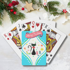 Baralho Feliz Natal Gato Siames Retro
