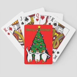 Baralho Feliz Natal Pinguins Poker Jogando Cartões