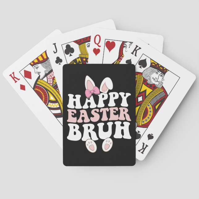 Baralho Felz pascoa Bruh Bro Bunny Egg Hunt Groovy Retro (Verso)