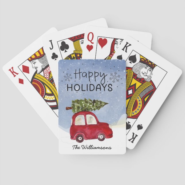Baralho Feriados Felizes do Carro Vermelho Personalizados (Verso)