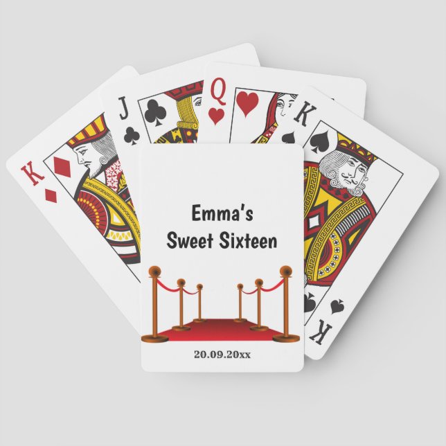 Baralho Festa de aniversário Black White Carpet Name (Verso)