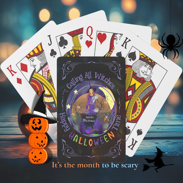 Baralho Festa de aniversário de Bruxas de Halloween (Halloween Witch Birthday party Poker Cards)