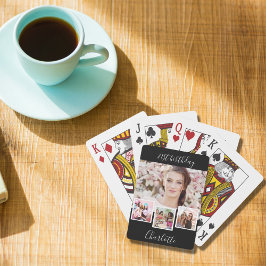 Baralho Festa de aniversário do nome da colagem de fotos b