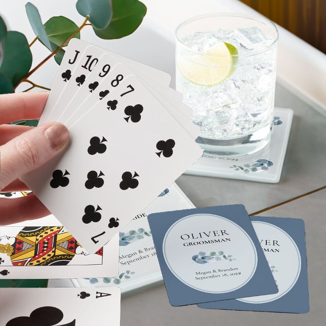 Baralho Festa de casamento Eucalyptus Padrinho de casament (Eucalyptus wedding gift playing cards to personalize for anyone or everyone in your wedding party)