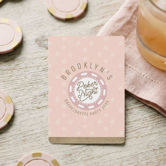 Baralho Festa de solteira Noturna de pôquer rosa e Dourado (Bachelorette Party Fun Personalized Poker Night Poker Cards)