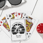 Baralho Festa de Solteiro com Palmeira de Praia para Noivo<br><div class="desc">Palmeiras pretas legais em um jogo de cartas personalizado e elegante para festa de solteiro ou padrinhos. Personalize esses presentes legais para o seu casamento de destino. Eles são perfeitos para toda a festa de casamento levar para um jantar de ensaio de retiro na ilha ou para a dama de...</div>