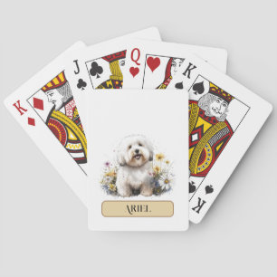Baralho Filhote de Shih Tzu Branco Fofo com Margarida, Per