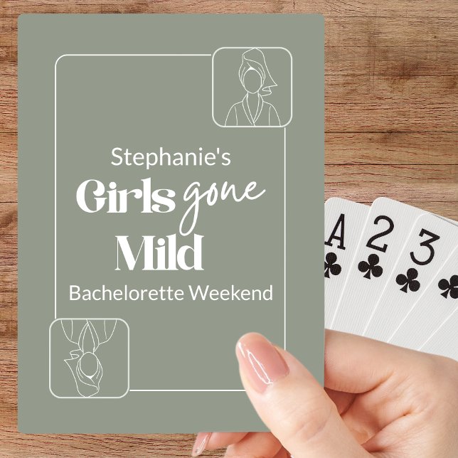 Baralho Fim de Semana de Spa para Despedida de Solteira Ch (Custom Girls Gone Mild Hand Drawn Sage Bachelorette Slumber Party Weekend Classic Playing Cards)