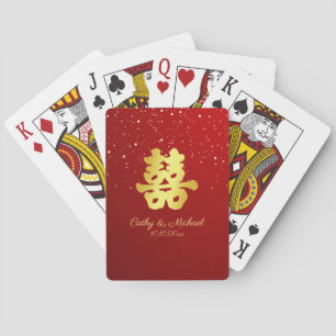 Baralho Fla de neve de casamento chinês vermelho dupla fel