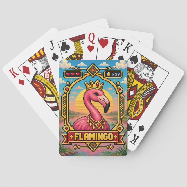Baralho Flamingo Retro 8-Bit Arte de Pixel (Verso)