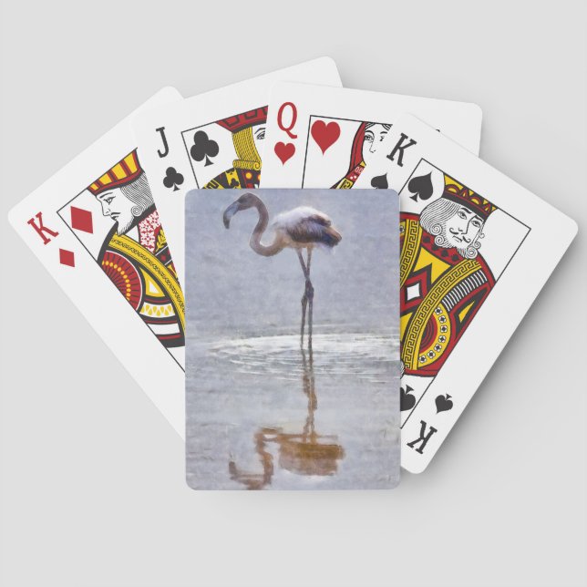 Baralho Flamingo Ripples e Reflexões Aquarela (Verso)