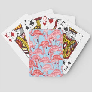 Baralho Flamingos cor-de-rosa brilhantes no azul