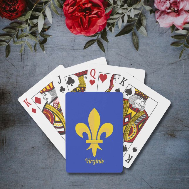 Baralho Fleur de Lis sobre Cartões de Brincadeira Azul Rea (Fleur de Lis on Royal Blue Playing Cards)