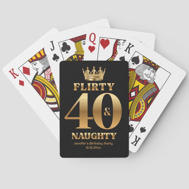 Baralho flirty 40 and naughty ,gold and black birthday (Verso)