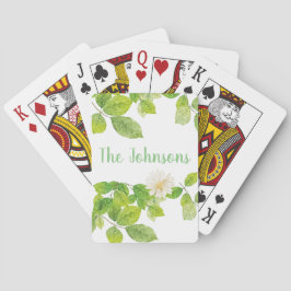 Baralho Flor Branco e Jardim de Folhas Verde