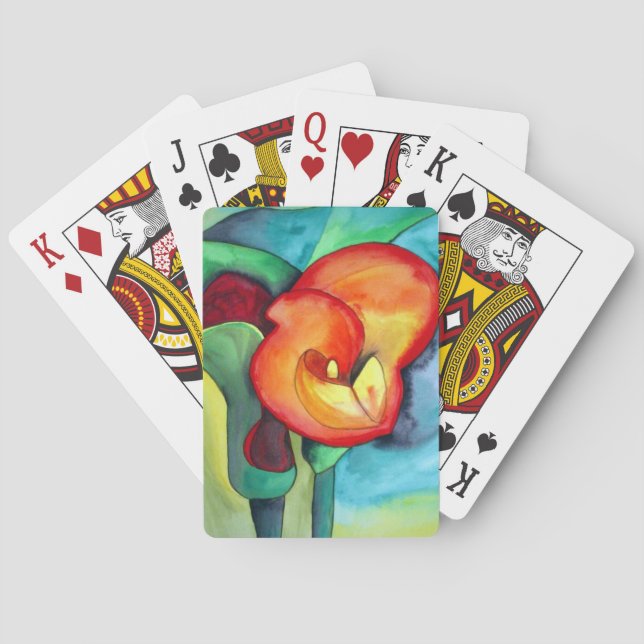 Baralho Flor de lírio Canna laranja arte original em aquar (Verso)