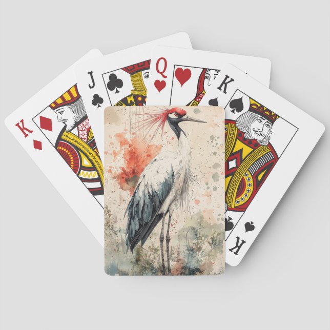 Baralho Flor de Tinta de Grou Carmesim (1) (Verso)