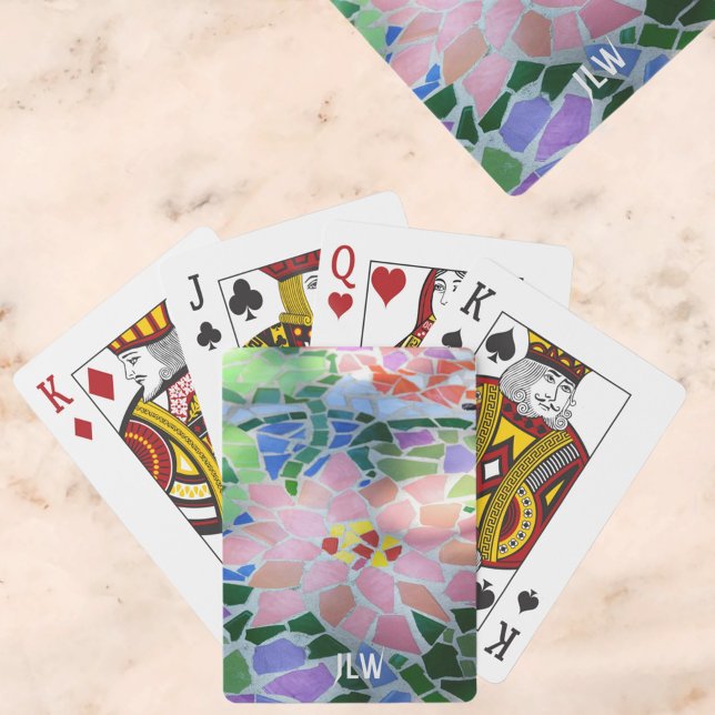 Baralho Flor do Mosaico Floral bonito Pink Pastel (Criador carregado)