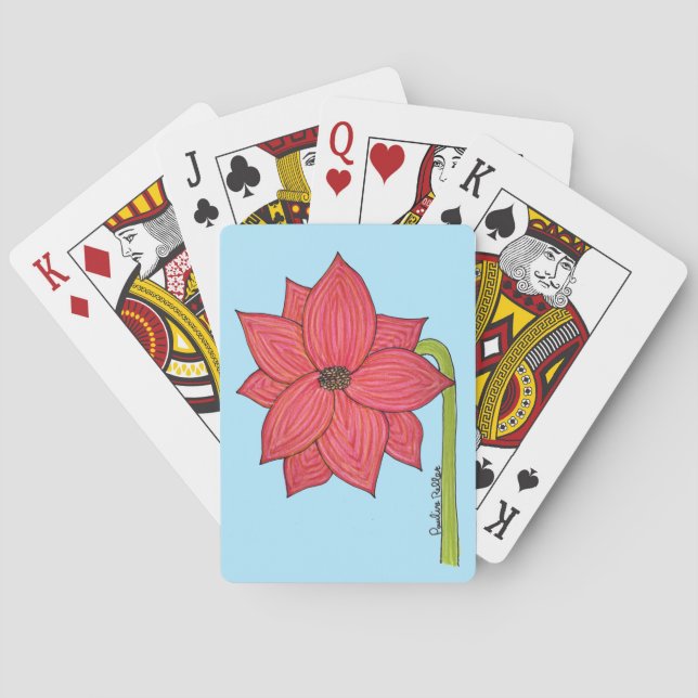 Baralho Flor Estrela Vermelha com fundo Azul (Verso)