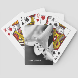 Baralho Flor Preto e Branco Minimalista Moderno com Urso