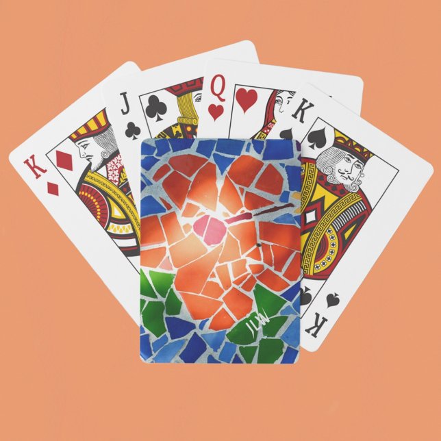 Baralho Flor Vermelho Mosaico Brilhante (Criador carregado)