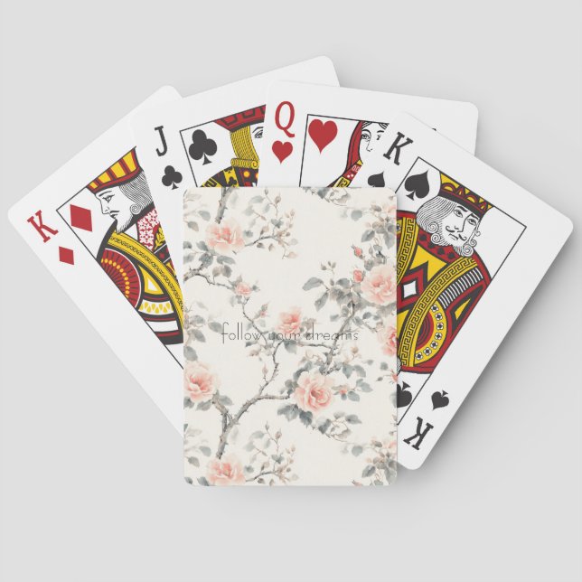 Baralho Floral de Pêssego Creme Bonito (Verso)