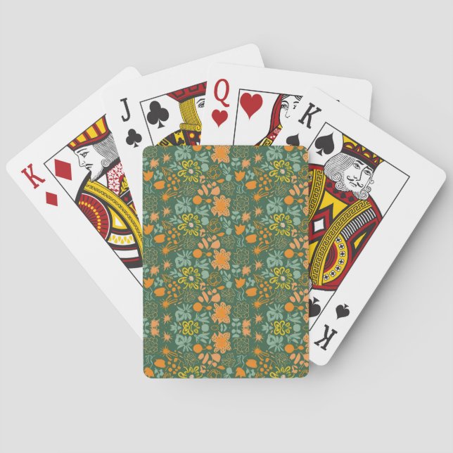 Baralho Floral pattern on a dark green background  (Verso)