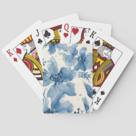 Baralho Floral Pintado Botânico Caprichoso Aquarela Azul