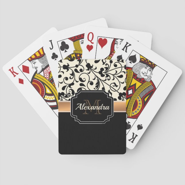 Baralho Floral Preto e Branco (Verso)