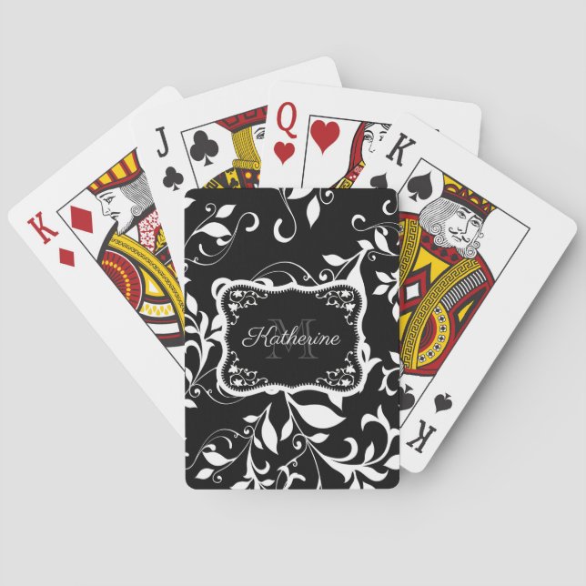 Baralho Floral Preto e Branco (Verso)