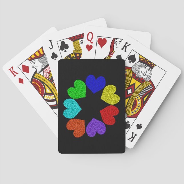 Baralho Floral Rainbow Love Corações Jogando Cartões (Verso)