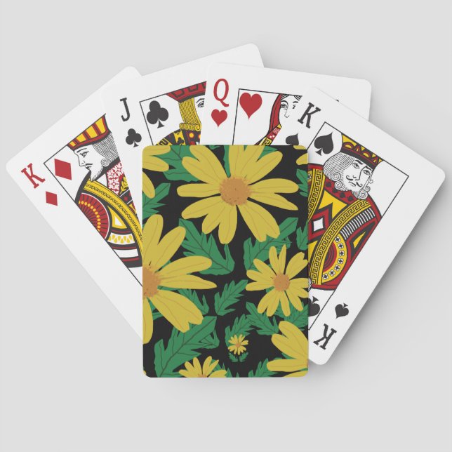 Baralho Flores amarelas margaridas com folhas verdes tocan (Verso)