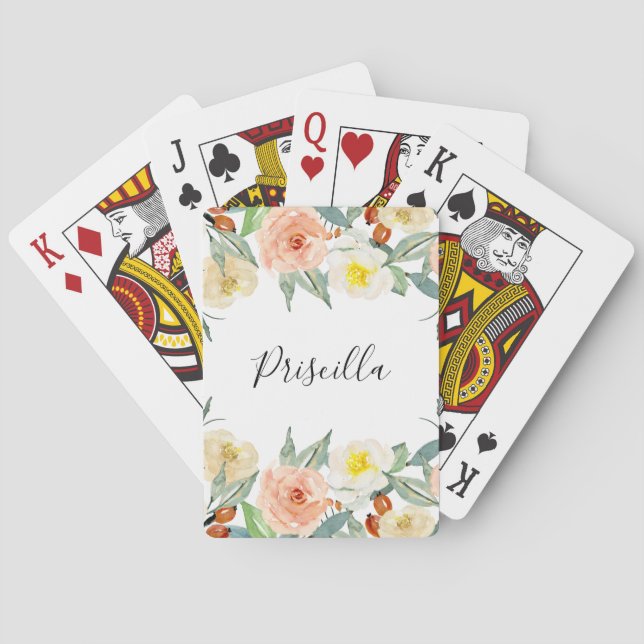 Baralho Flores De Aquarela Modernas Com Nome (Verso)