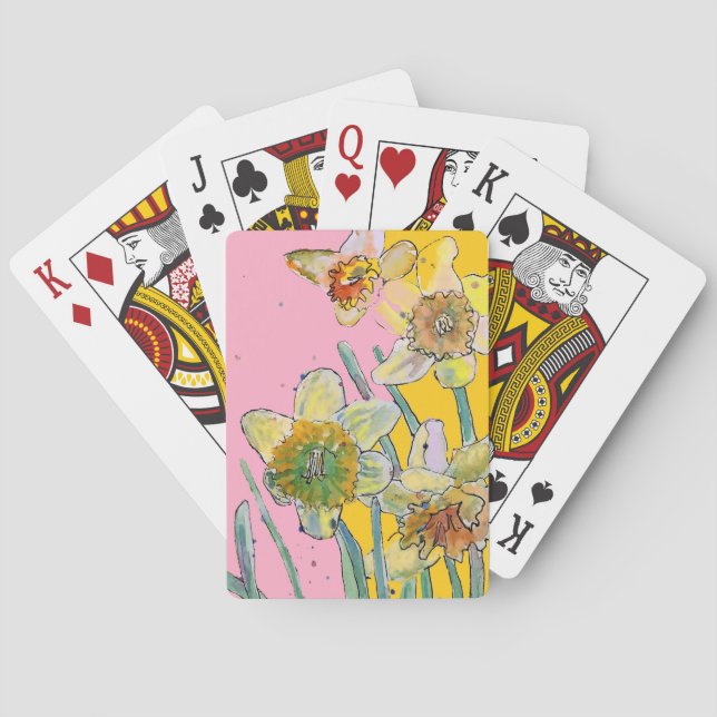 Baralho Flores de Aquarelas Primavera amarelo-nariz-Daffod (Verso)