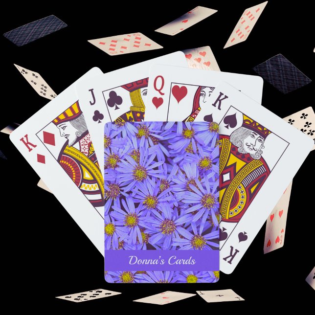 Baralho Flores de Aster Roxo no Jardim do RHS Wisley (Elegant personalised Purple Aster Flowers )