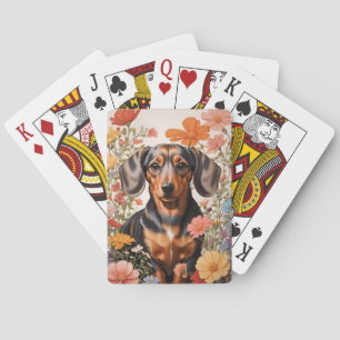 Baralho Flores De Dachshund Castanho E Cosmos