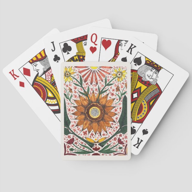 Baralho Flores de Girassol Simétricos Pintados à Mão (Verso)