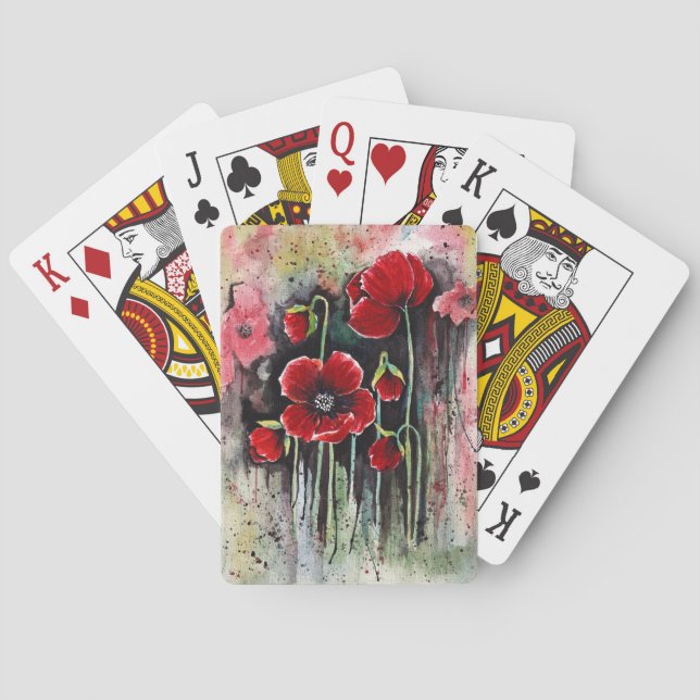 Baralho Flores De Papoila Em Aquarela (Verso)
