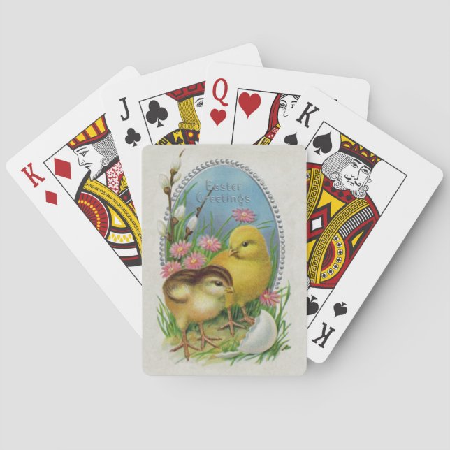 Baralho Flores de Pintinhos para bebês de Páscoa de Primav (Verso)