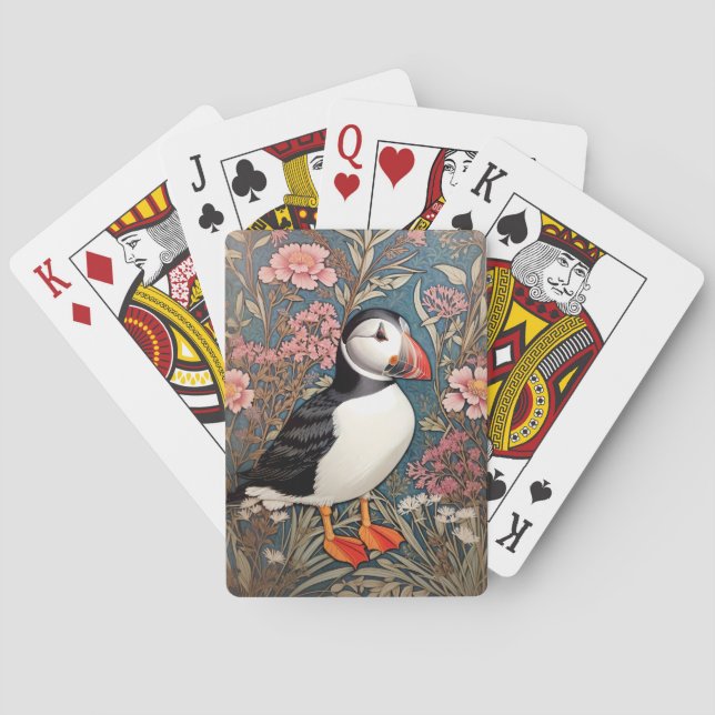 Baralho Flores De Puffin E De Thrift Marítimo William Morr (Verso)