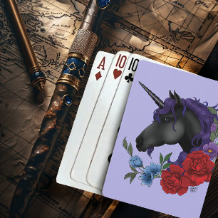 Baralho Flores de Unicórnio Preto Roxo