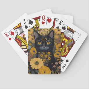 Baralho Flores de Vintagem Amarelo-Gato Preto