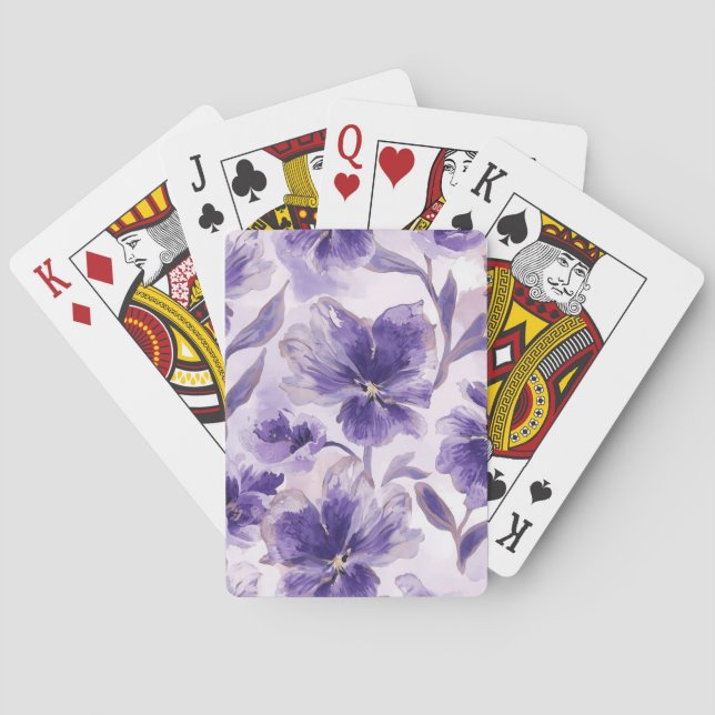 Baralho Flores de Violeta em Aquarela Pintadas (Verso)