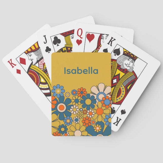 Baralho Flores do Groovy Retro 60s 70s Personalizadas (Verso)