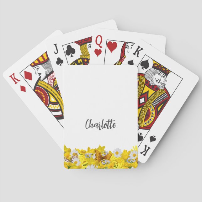 Baralho Flores florais borboletas personalizáveis (Verso)